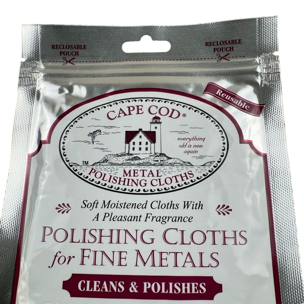 Cape Cod Metal Polishing Cloths Resealable Foil Pouch 2 Polish Cloths NEW